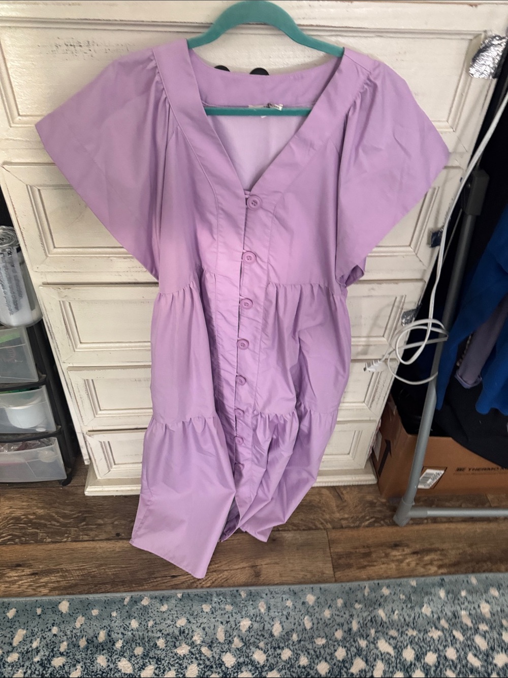 entro Lavender Tiered Button-Front Maxi Dress